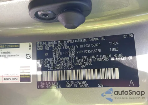 2020 Lexus Rx 350 from USA, damaged, VIN 2T2HZMAA5LC177561